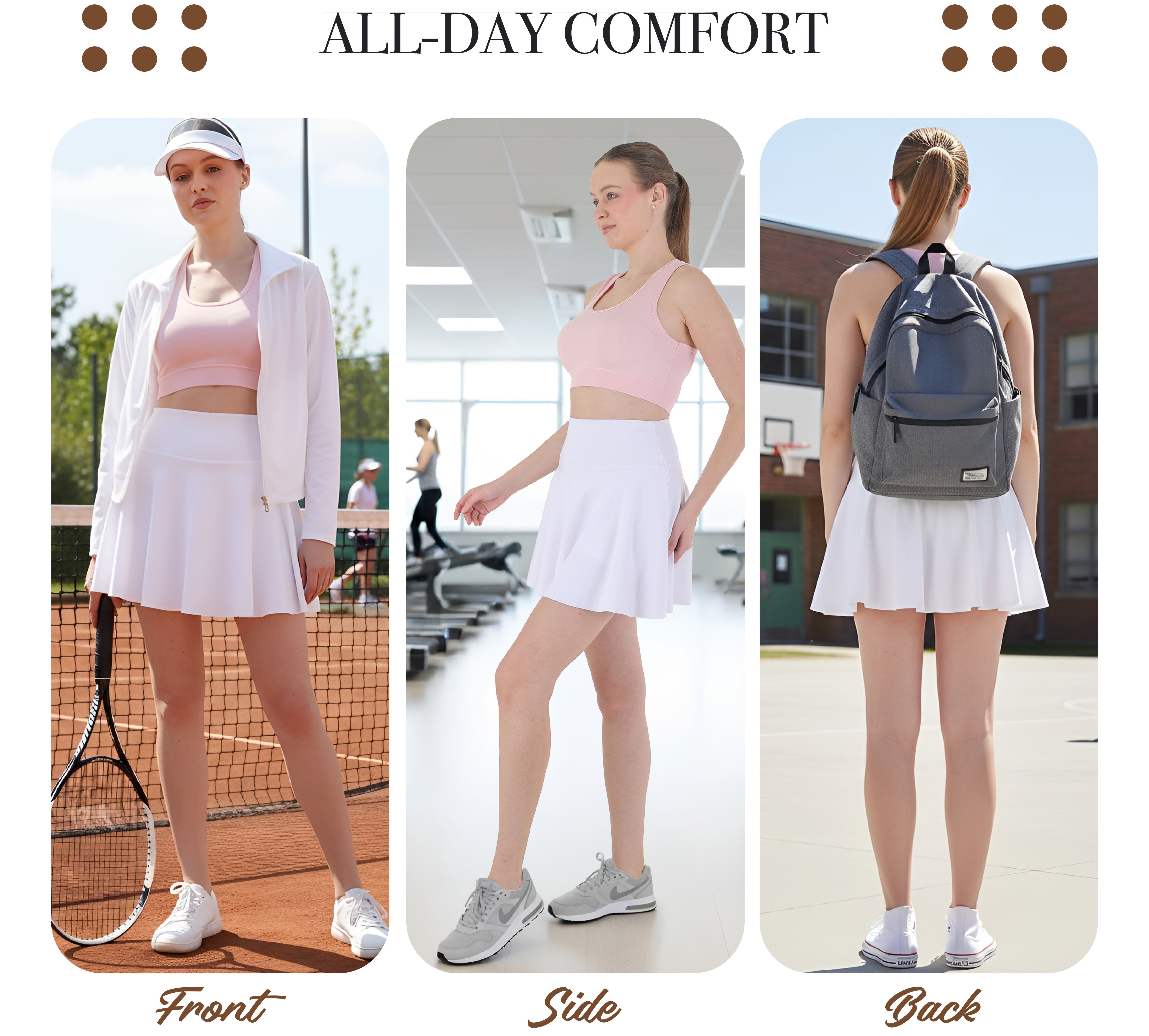 High Waisted Pleated Sports Skort with Built-in Shorts – Lightweight, Squat-Proof, Tennis & Fitness Skirt for Women