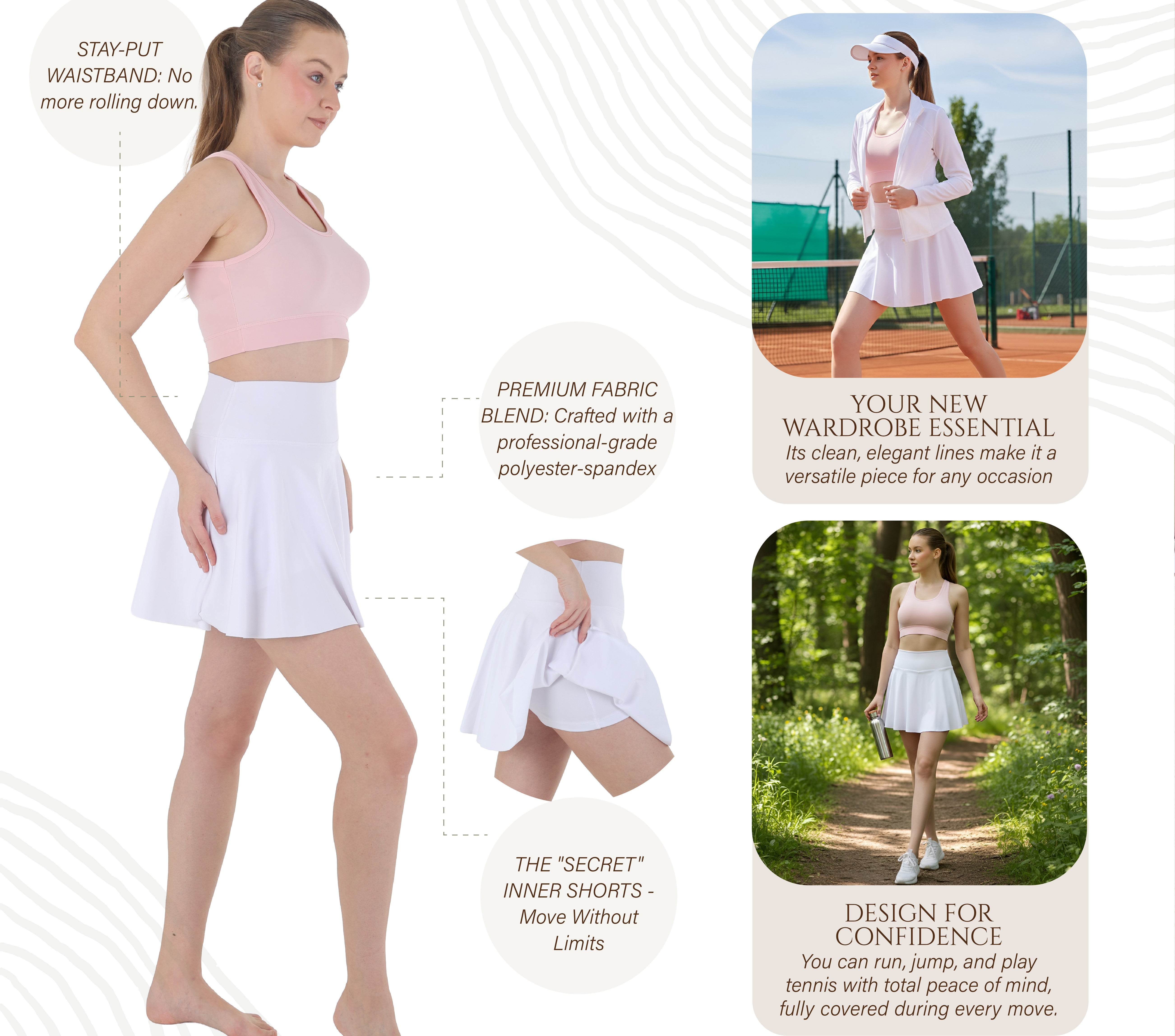 High Waisted Pleated Sports Skort with Built-in Shorts – Lightweight, Squat-Proof, Tennis & Fitness Skirt for Women