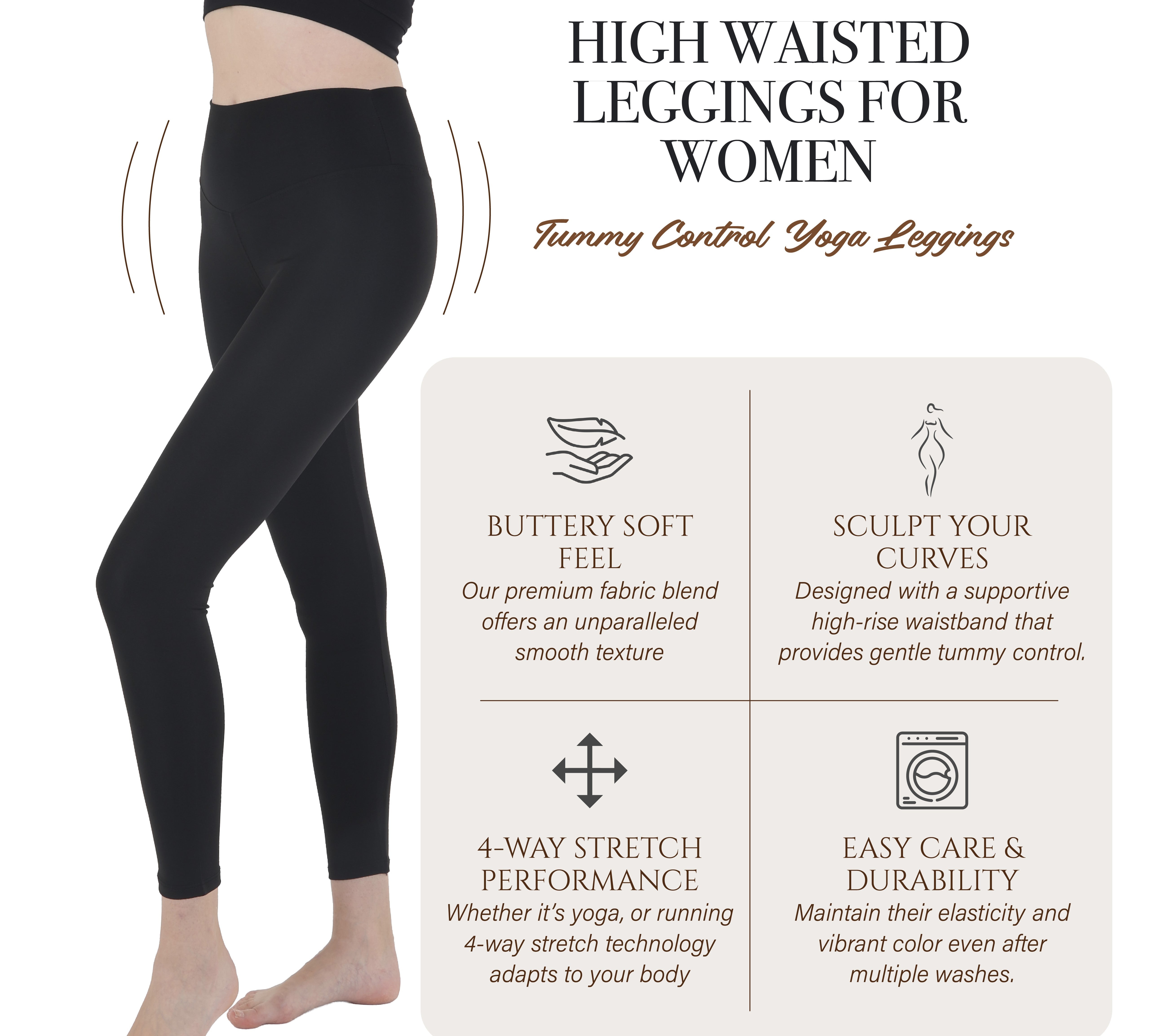 Women's High-Waist Seamless Leggings, Sports, Yoga and Running Leggings with Tummy Control, Butt Shaping, Soft Stretch