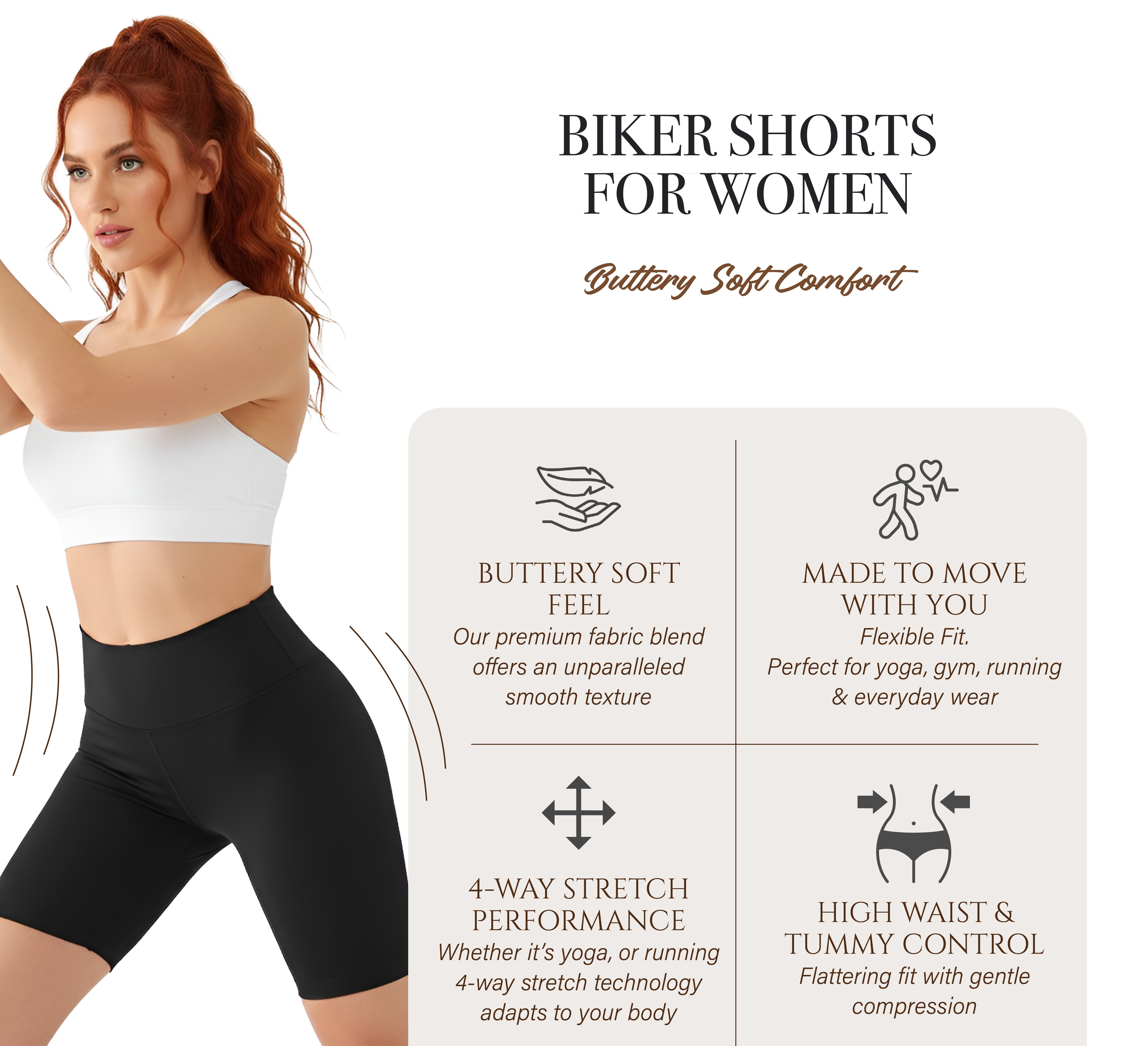 OZDESIGN Women’s High Waisted Biker Shorts – Squat Proof, Non See Through, Stretchy Gym Yoga Shorts for Workout, Running & Everyday Wear